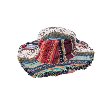 Patchwork Multicolored Mushroom Hemp Hat with Hidden Pocket Fedorahats