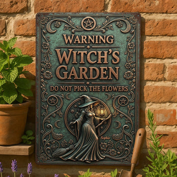 Witch's Garden Personalized Funny Gifts For Witch Lovers Metal Sign