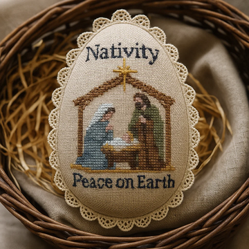 Nativity Cross - Stitch Egg Ornament