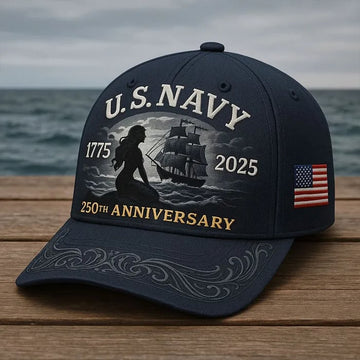 U.S. Navy 250th Anniversary Cap-The Mermaid and the Sailboat's Nautical Tradition