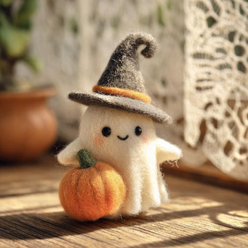 Adopt a Ghost - Handmade Felt Halloween Ghost Pumpkin With Wizard Hat