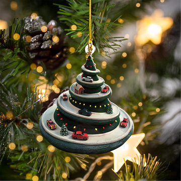 Christmas Tree Road Ornament with Cars