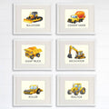 Boys Trucks - Art Prints (Set of 6) - 8x10s | Construction Wall Decor