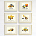 Boys Trucks - Art Prints (Set of 6) - 8x10s | Construction Wall Decor