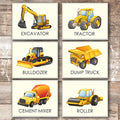 Boys Trucks - Art Prints (Set of 6) - 8x10s | Construction Wall Decor