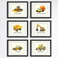 Boys Trucks - Art Prints (Set of 6) - 8x10s | Construction Wall Decor