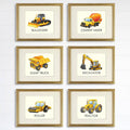 Boys Trucks - Art Prints (Set of 6) - 8x10s | Construction Wall Decor