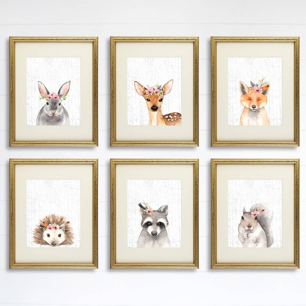 Woodland Animals Nursery Wall Art Prints (Set of 6) - 8x10s