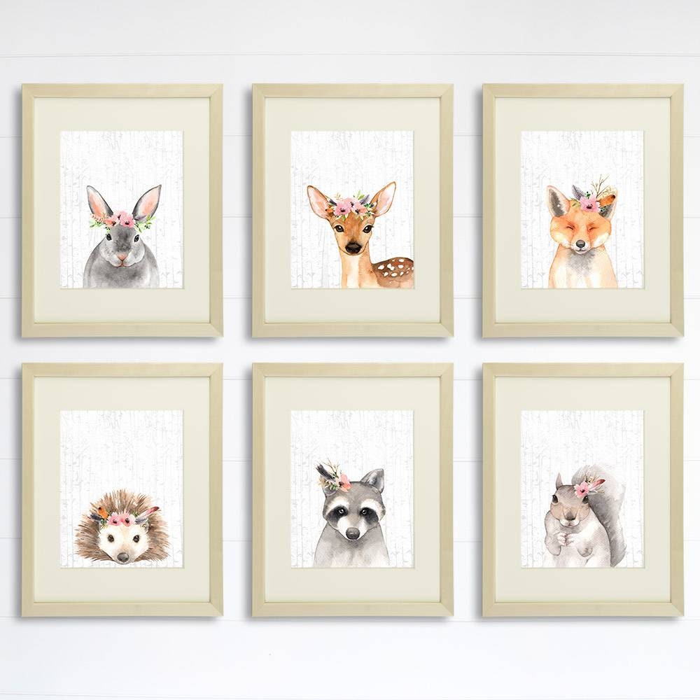 Woodland Animals Nursery Wall Art Prints (Set of 6) - 8x10s