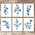 Trendy Eucalyptus Dark Blue Art Prints (Set of 6) - 8x10s