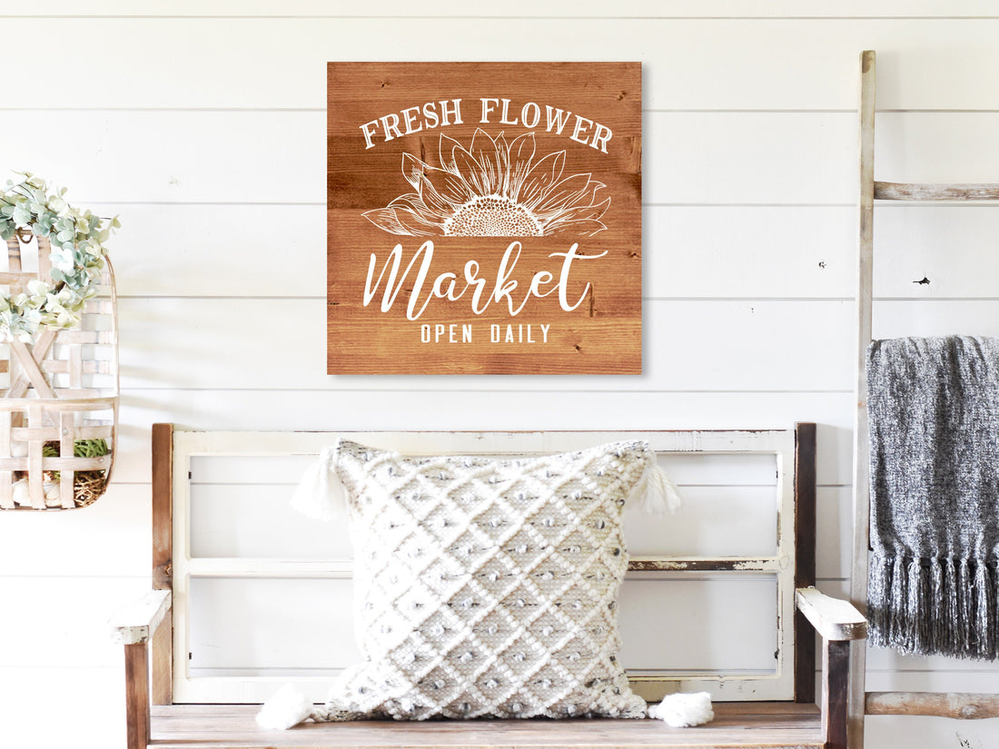 Fresh Flowers Sign | Farmhouse Decor Rustic Country