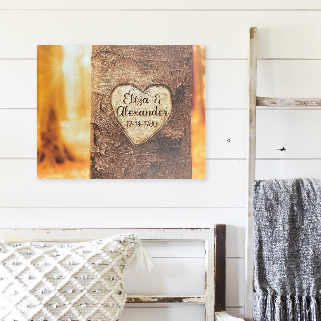 Personalized Lovers' Names Carved in Tree - 16x20