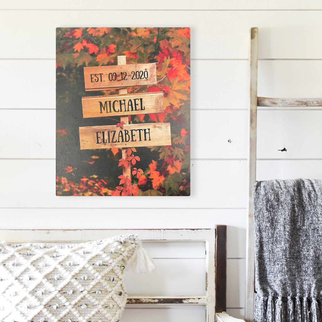 Personalized Couple's Names on Rustic Nature Signs | Established Date Sign | 16x20