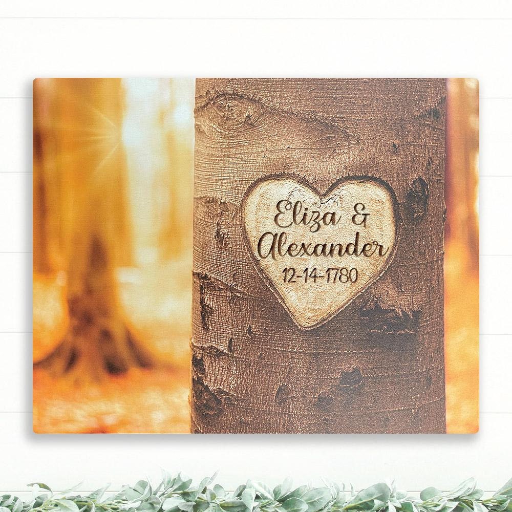 Personalized Lovers' Names Carved in Tree - 16x20