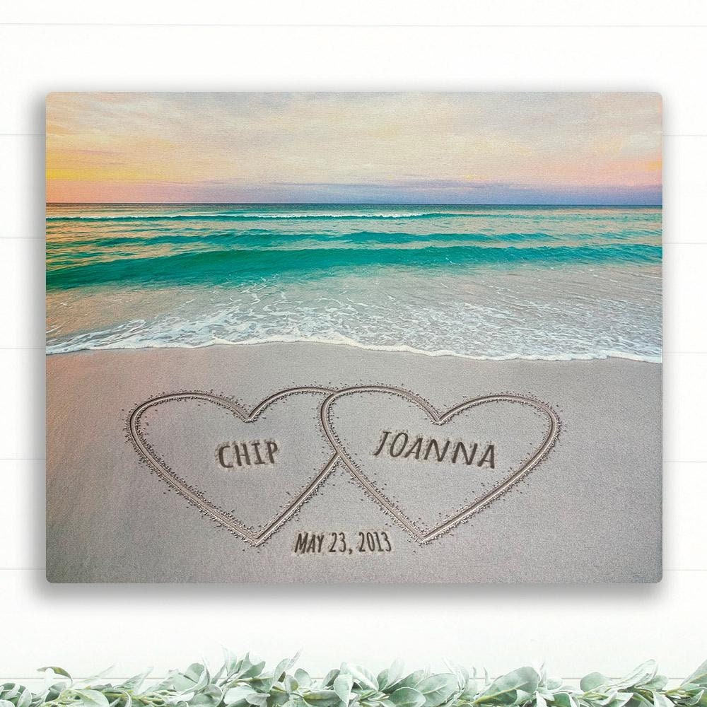 Personalized Lovers' Names Written in Sand on Beach - 16x20 | Wedding Gift, Anniversary Gift, Established Date
