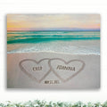 Personalized Lovers' Names Written in Sand on Beach - 16x20 | Wedding Gift, Anniversary Gift, Established Date