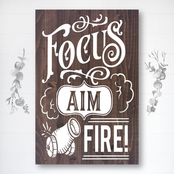 Focus Aim Fire | Funny Bathroom Sign