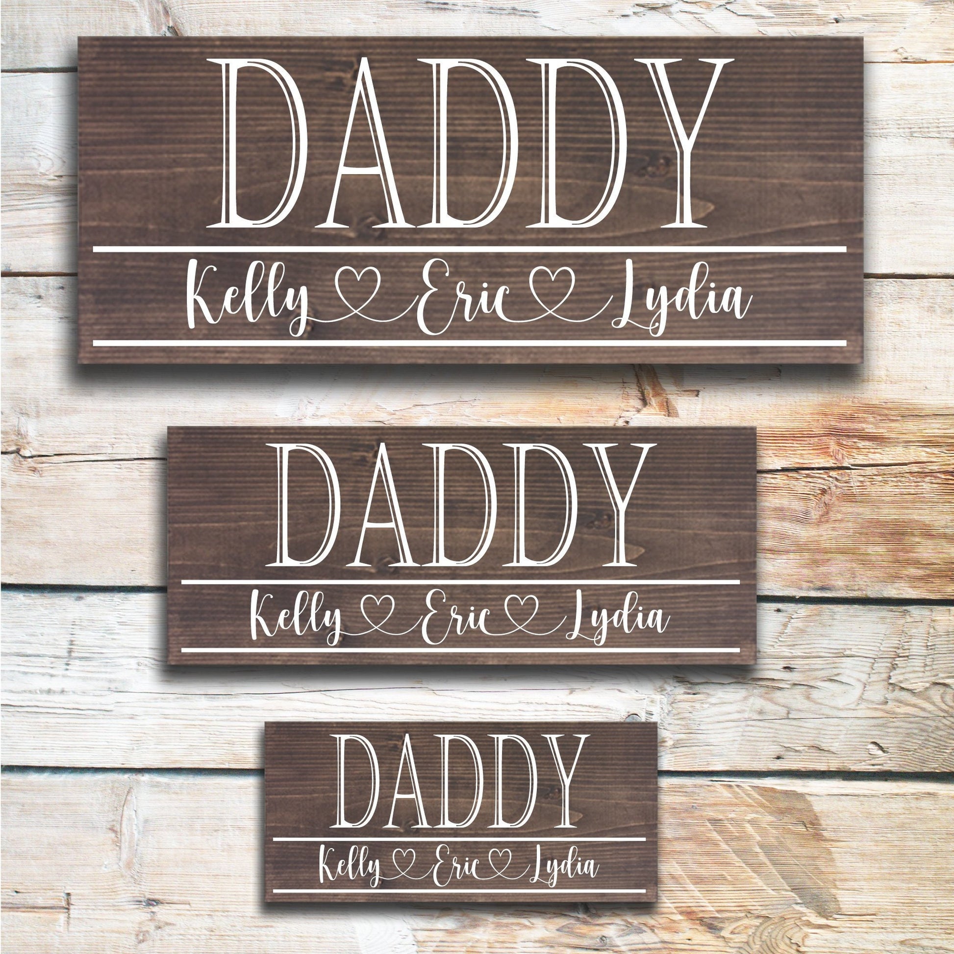 Daddy | Great Father's Day Gift! | Personalized Dad Gift Ideas | Kids Name Sign | Father's Day Sign | Custom Wood Sign | Rustic Wood Sign