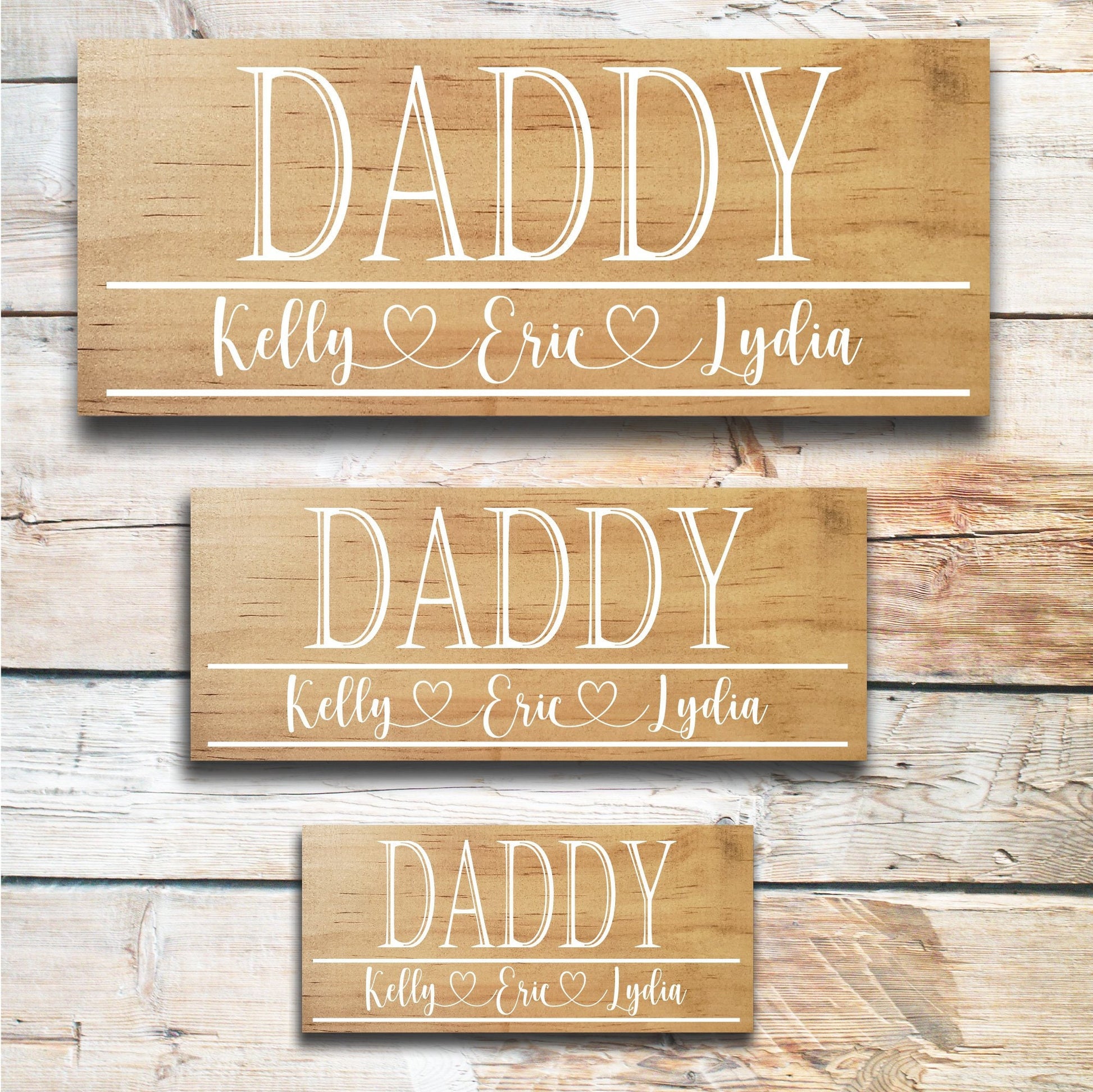 Daddy | Great Father's Day Gift! | Personalized Dad Gift Ideas | Kids Name Sign | Father's Day Sign | Custom Wood Sign | Rustic Wood Sign