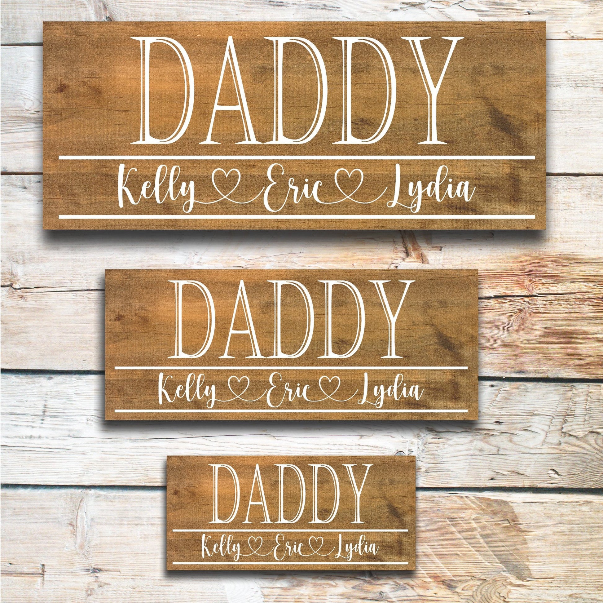 Daddy | Great Father's Day Gift! | Personalized Dad Gift Ideas | Kids Name Sign | Father's Day Sign | Custom Wood Sign | Rustic Wood Sign