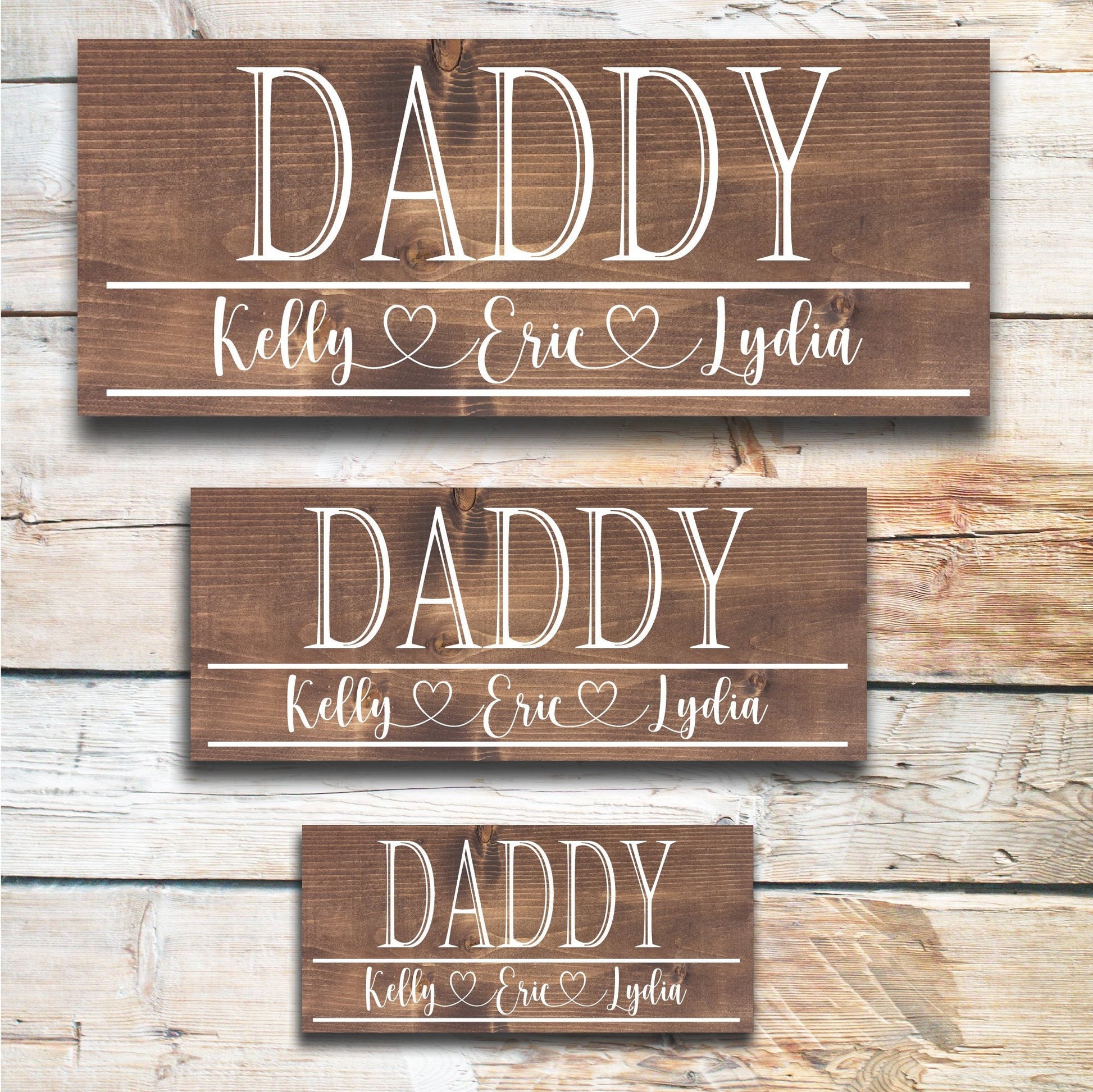 Daddy | Great Father's Day Gift! | Personalized Dad Gift Ideas | Kids Name Sign | Father's Day Sign | Custom Wood Sign | Rustic Wood Sign