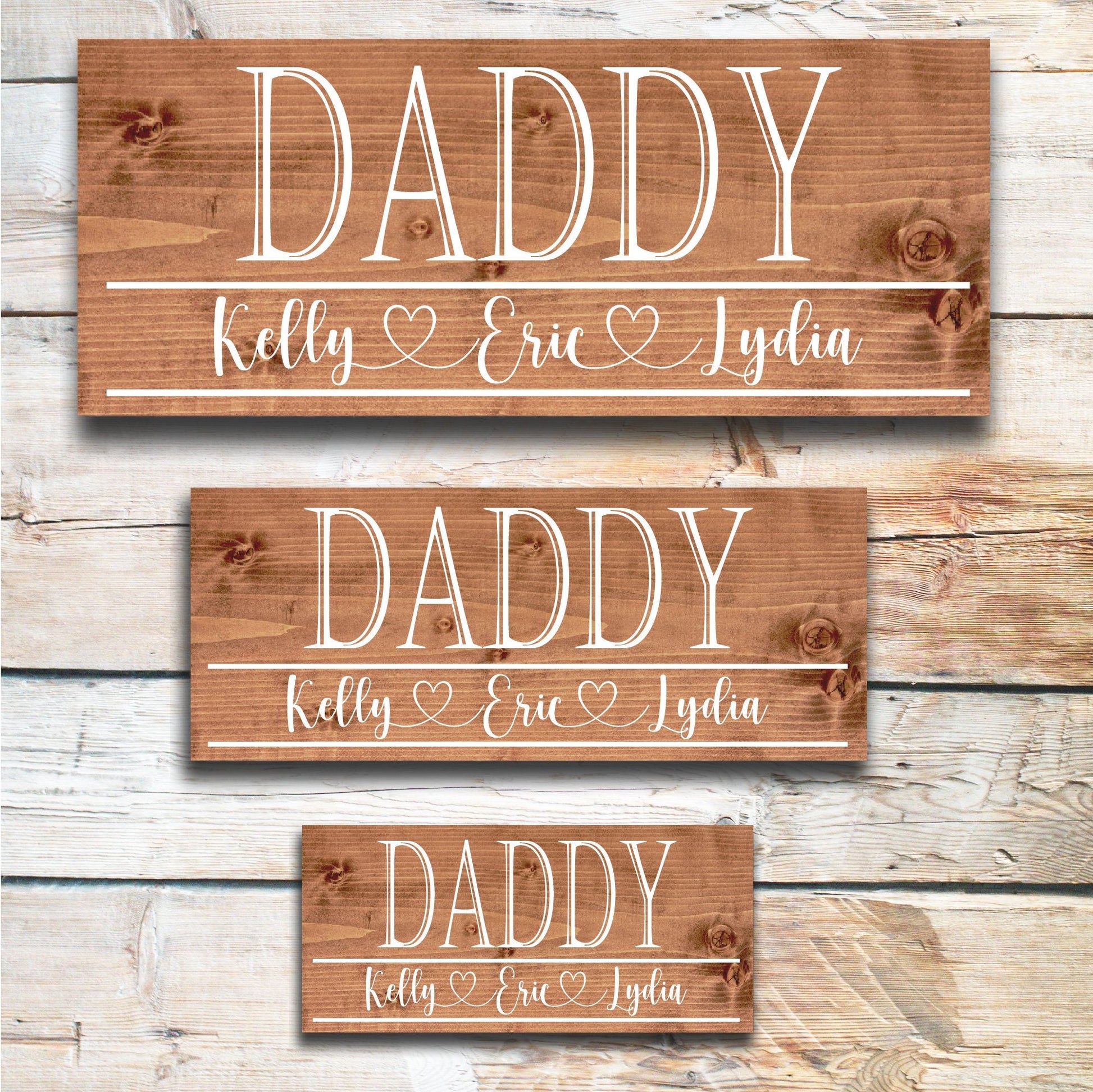 Daddy | Great Father's Day Gift! | Personalized Dad Gift Ideas | Kids Name Sign | Father's Day Sign | Custom Wood Sign | Rustic Wood Sign