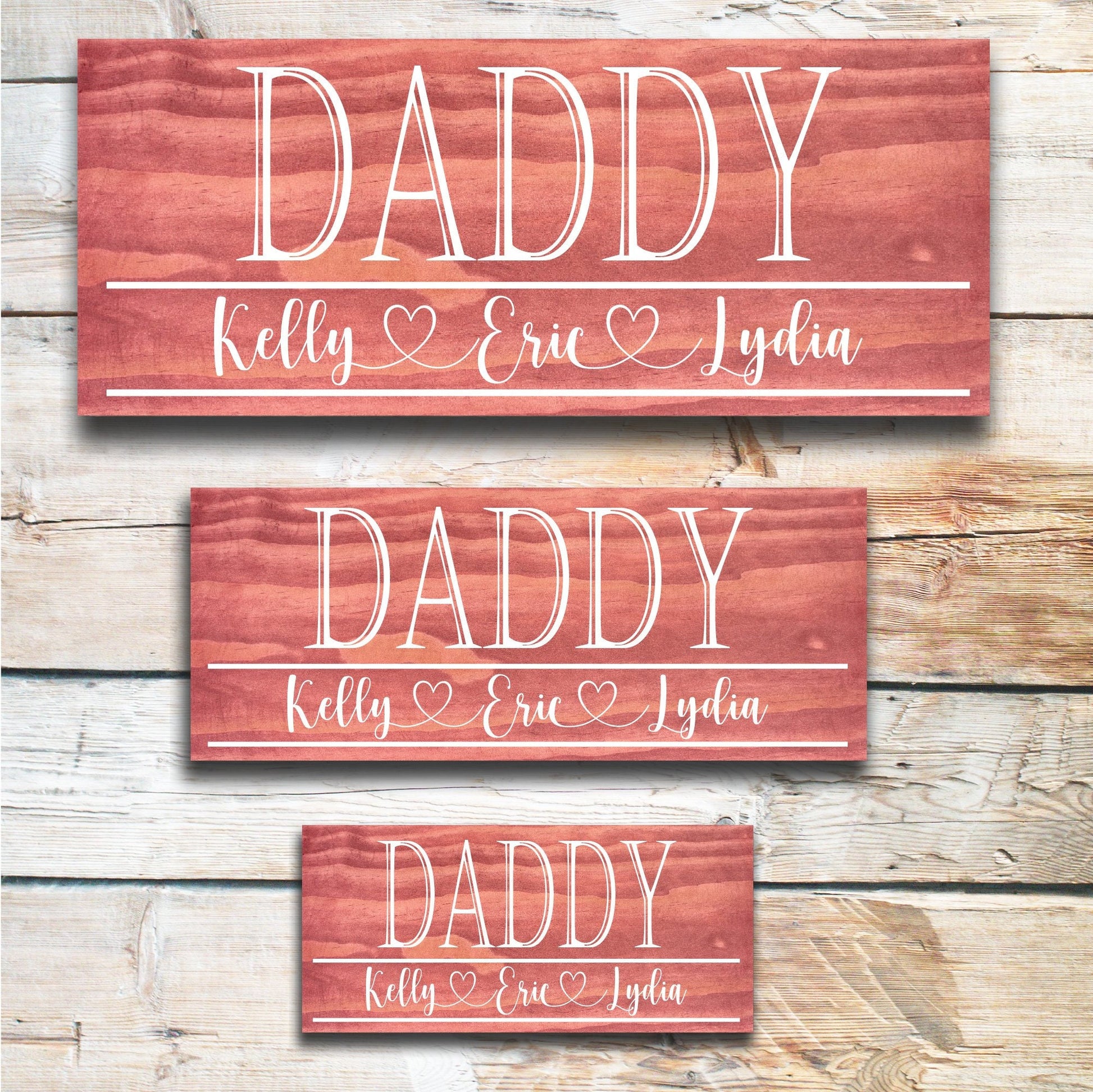 Daddy | Great Father's Day Gift! | Personalized Dad Gift Ideas | Kids Name Sign | Father's Day Sign | Custom Wood Sign | Rustic Wood Sign