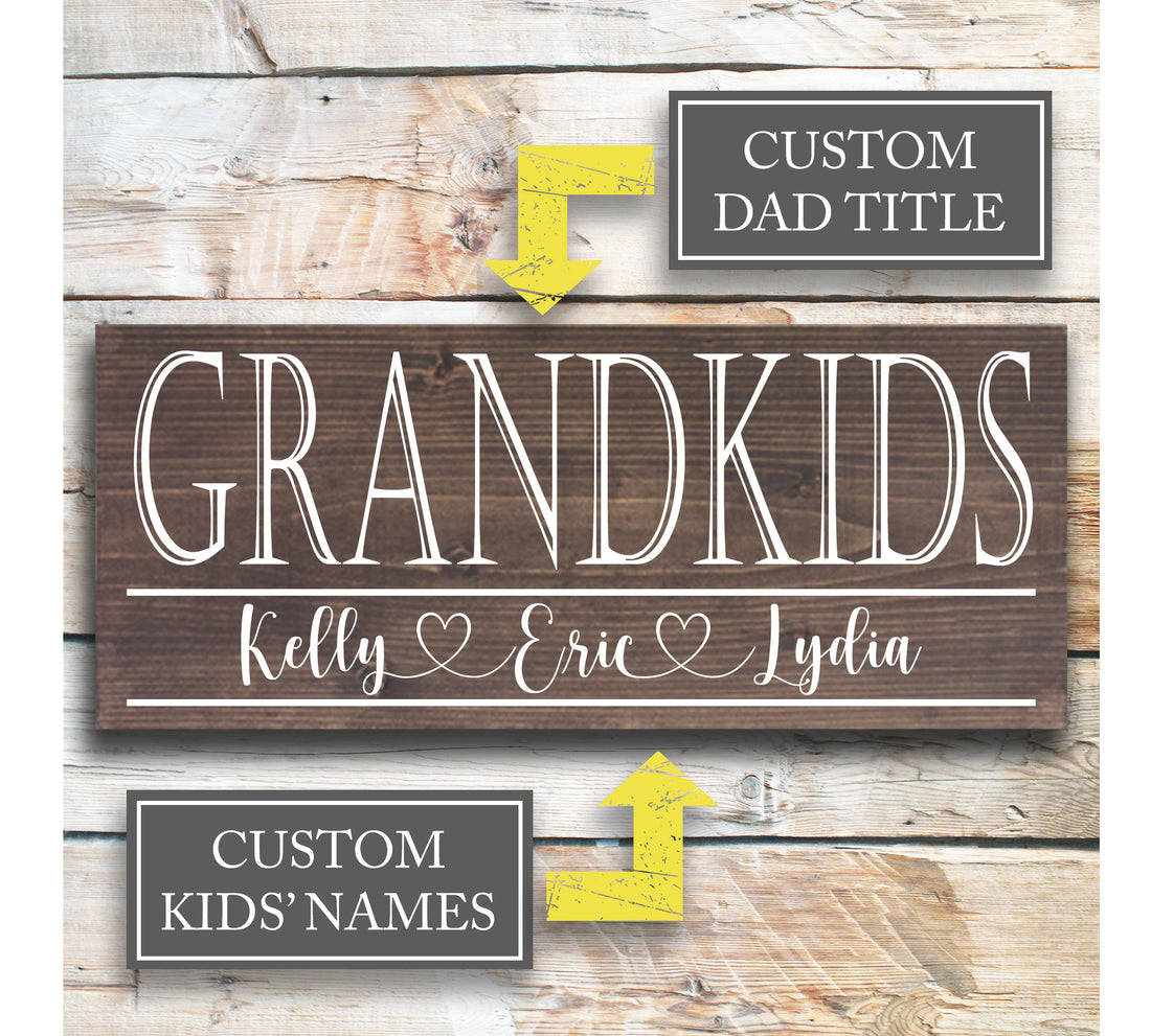 Grandkids | Grandpa Father's Day Gift | Personalized Fathers Day Gift | Gift for Grandpa | Custom Wood Sign