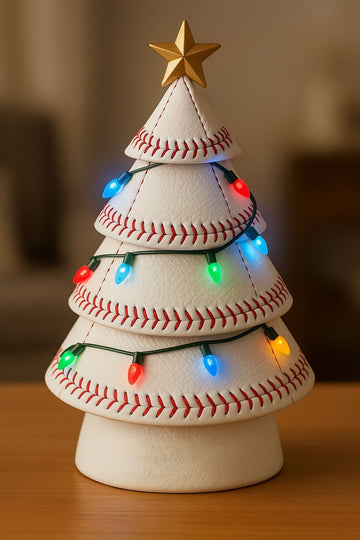 Handcrafted Leather Baseball Christmas Tree