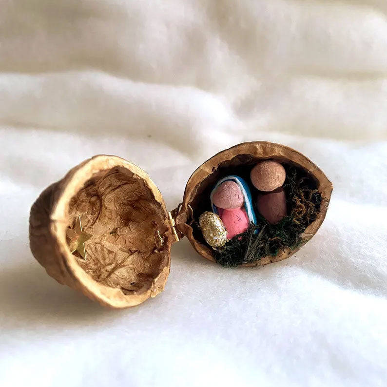 Handmade Mini Nativity Scene In Walnut