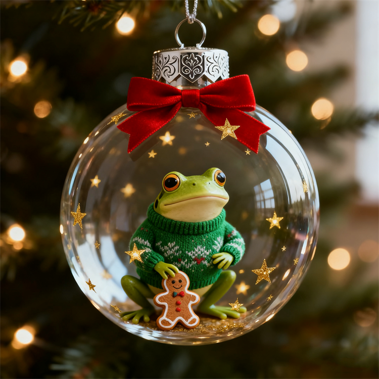 Frog Christmas Ornament Set