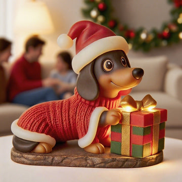 Dachshund Glowing Christmas Figurine – Warm Holiday Vibes