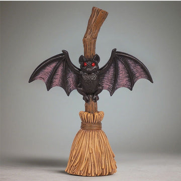 Spooky Bat on Broom – Perfect Halloween Tabletop Decoration