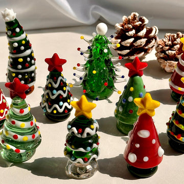 Handmade Lampwork Miniature Christmas Trees
