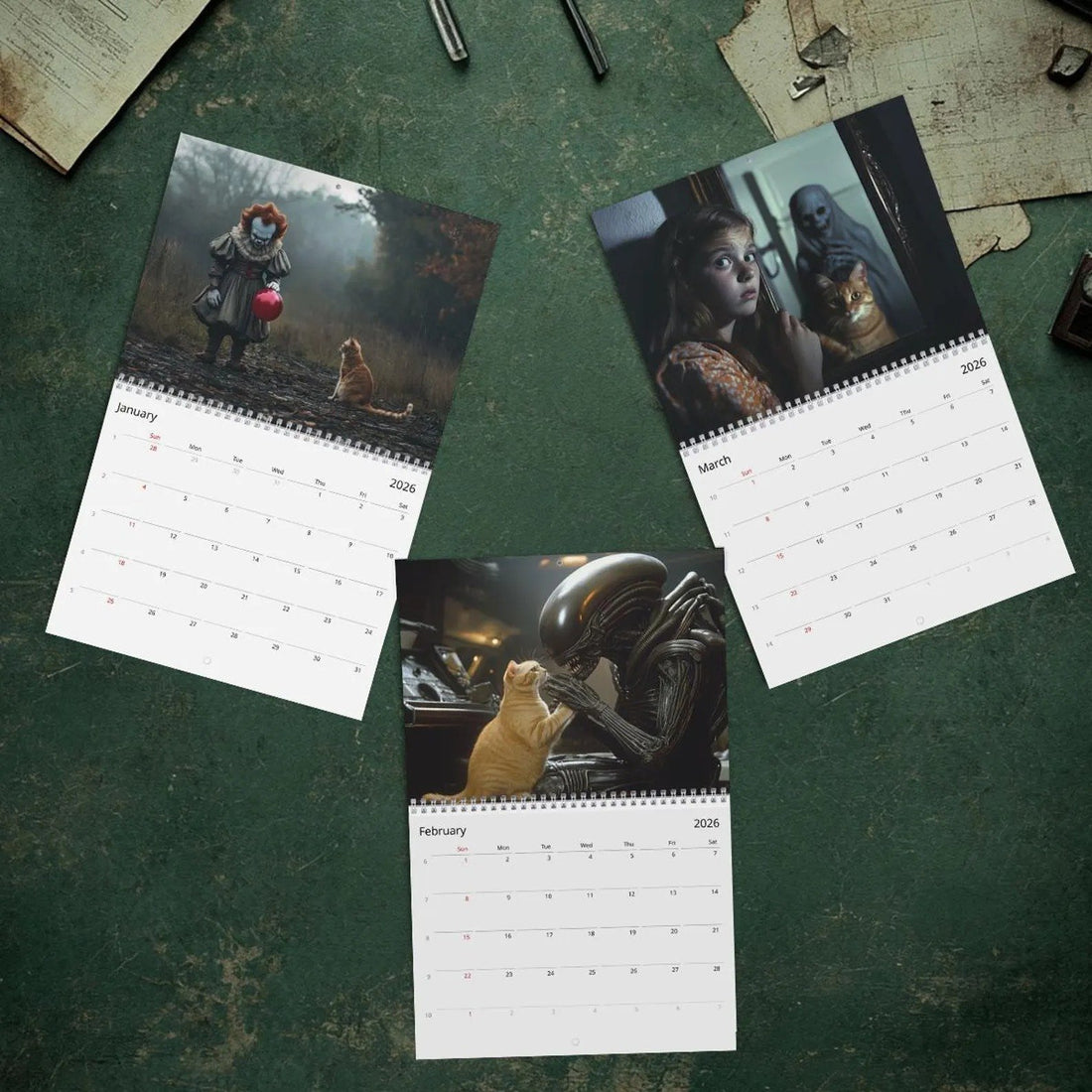 Creepy Cats 2026 Wall Calendar