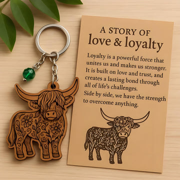 Highland Cow Keychain Card