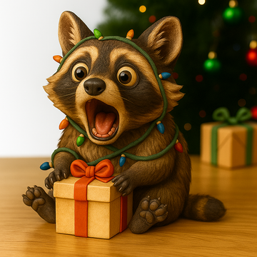 Christmas Raccoon String Light Figurine