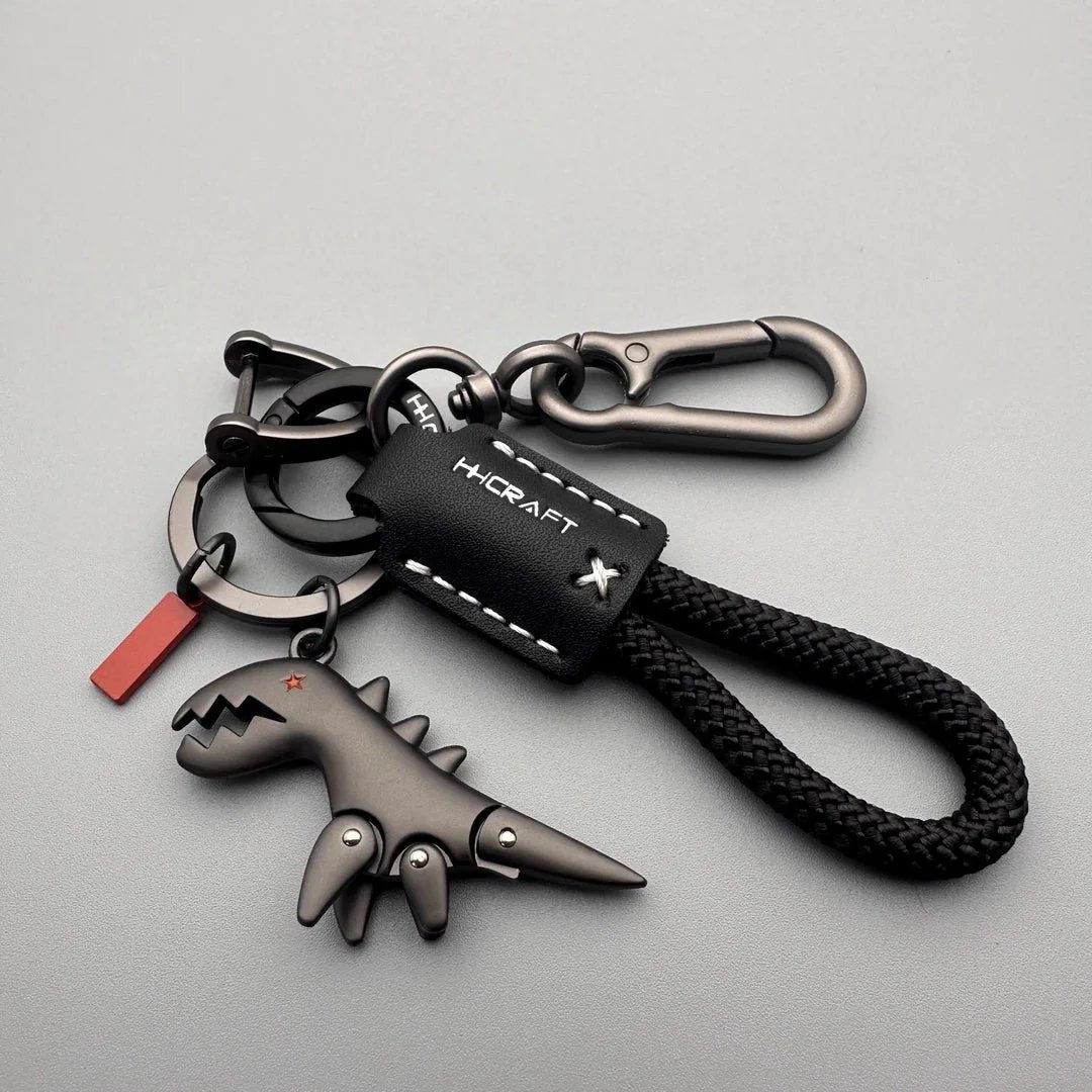 Aluminum Alloy Dinosaur Charm Paired with a Hand-woven Bracelet