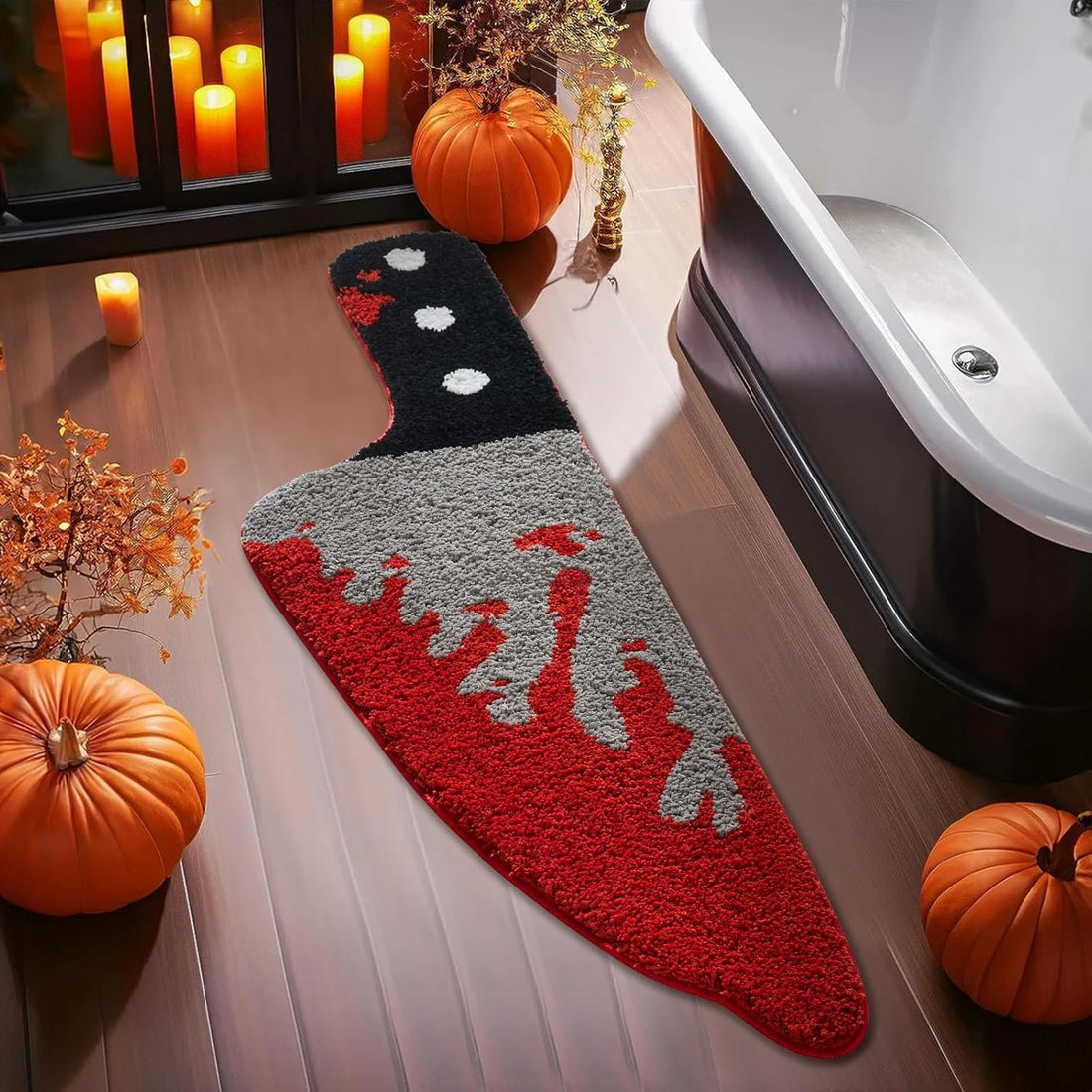 Halloween Scream Knife Throw Rug