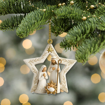 Family Star Christmas Ornament | Nativity Scene Tree Decoration