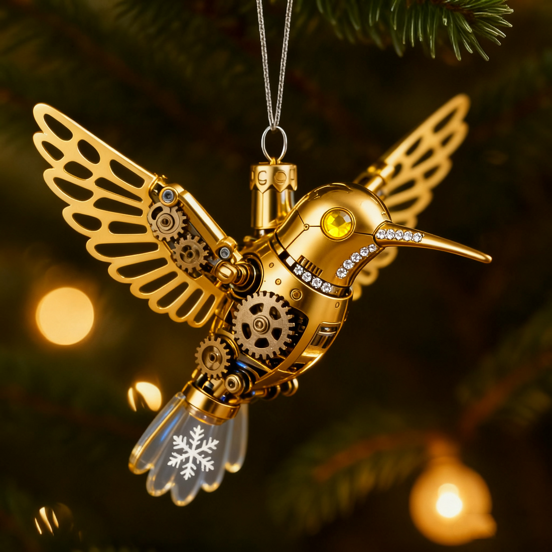 Steampunk Mechanical Hummingbird Christmas Ornaments