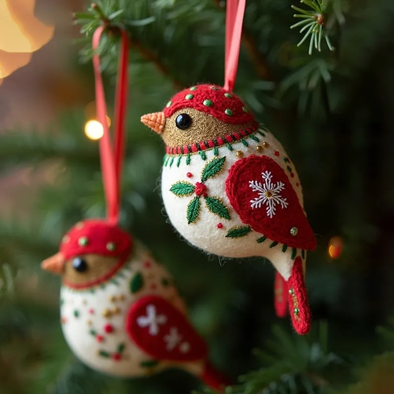 DIY Felt Red Bird Ornament Kit