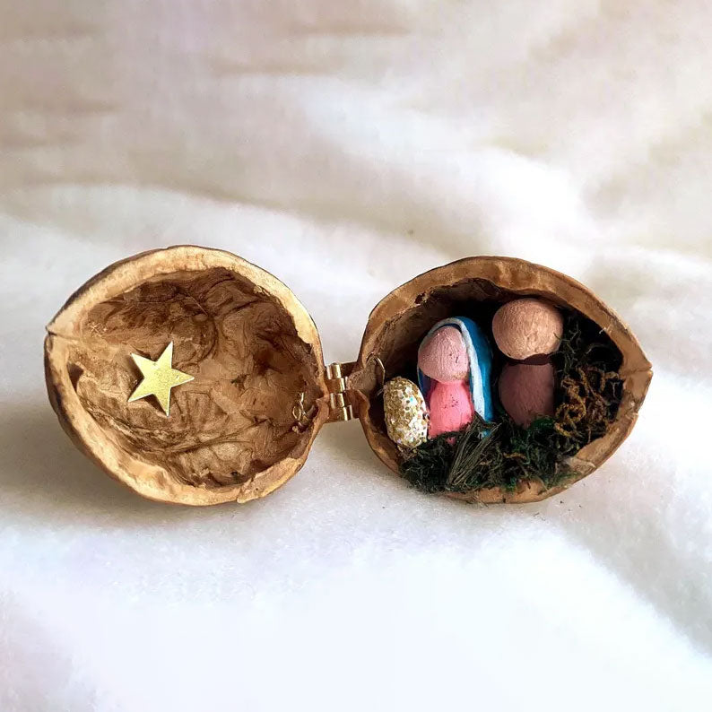 Handmade Mini Nativity Scene In Walnut