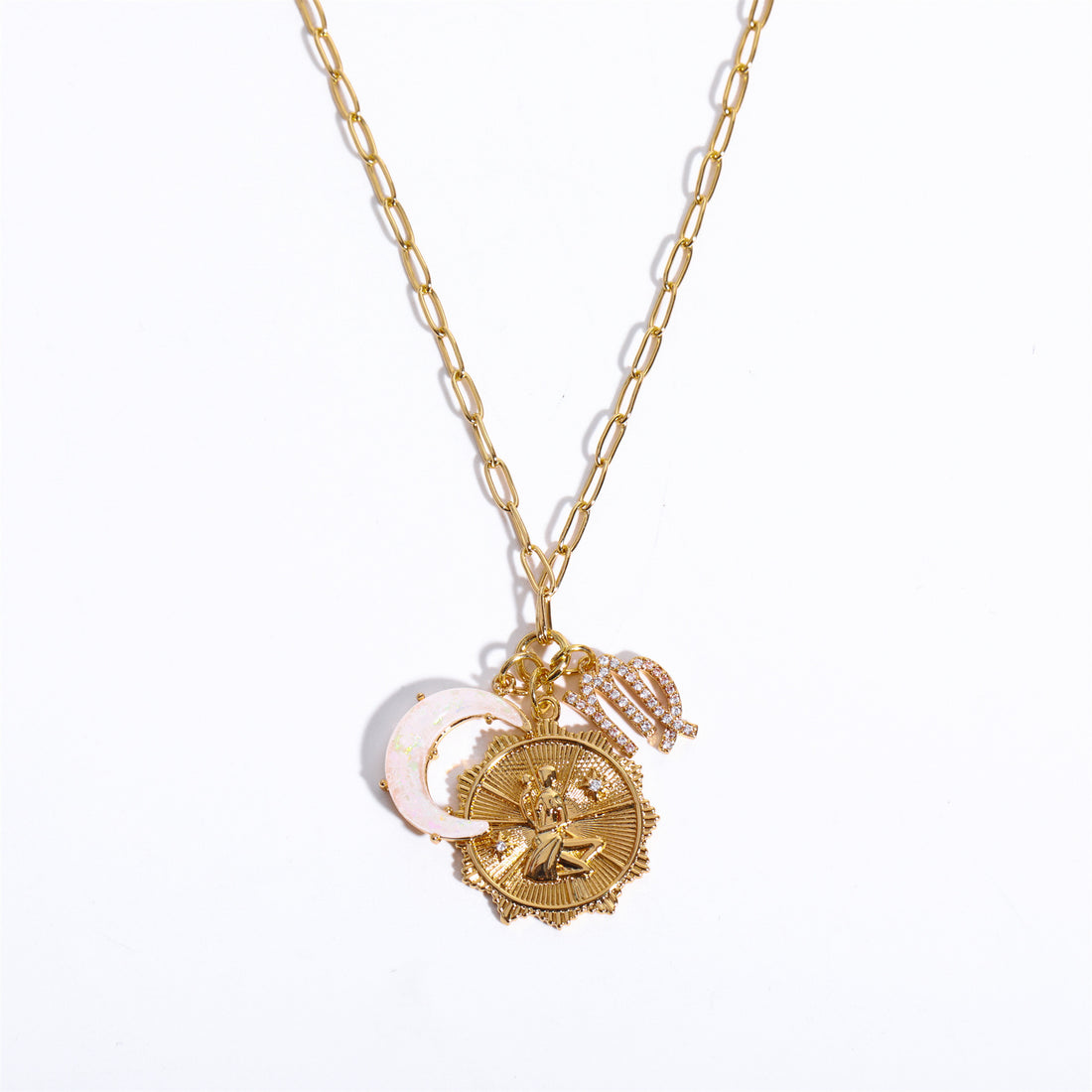 12 Constellations Moon Opal Pendant Necklace