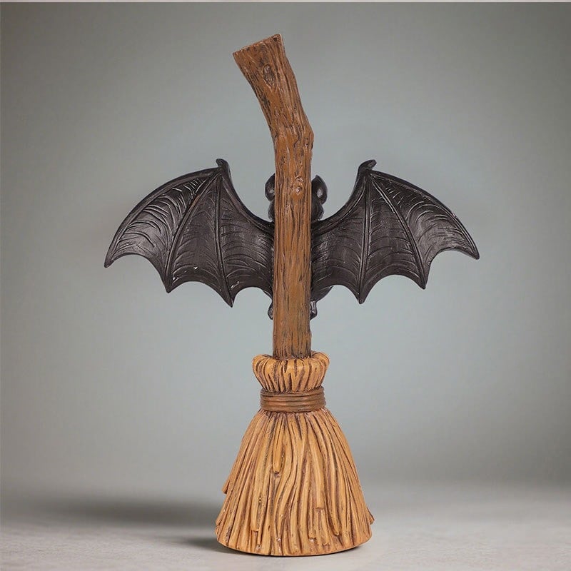 Spooky Bat on Broom – Perfect Halloween Tabletop Decoration