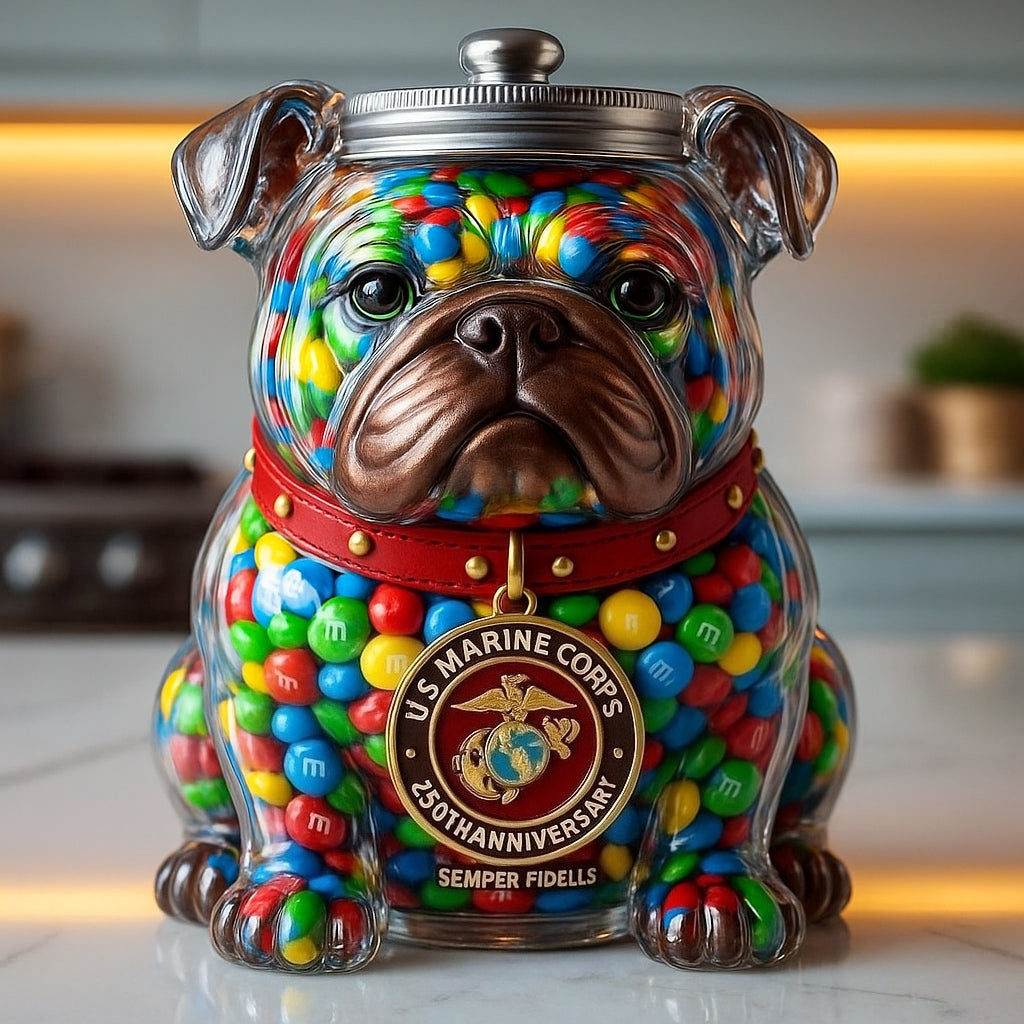 USMC Devil Dogs 250th Anniversary Bulldog Candy Jar