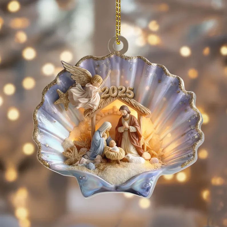 Holy Family Shell Christmas Tree Ornament