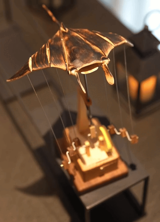 Artisan Wooden Manta Ray Automaton