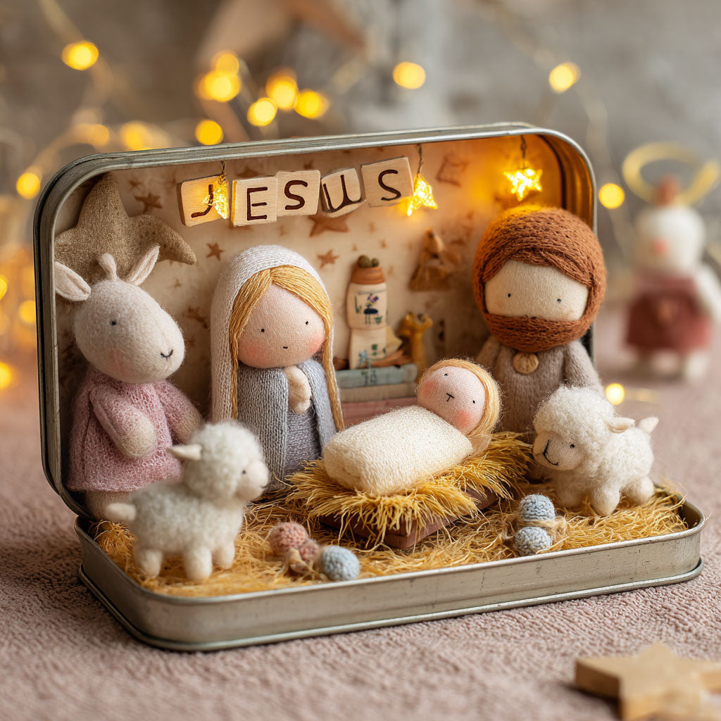 Miniature Nativity Doll Scene