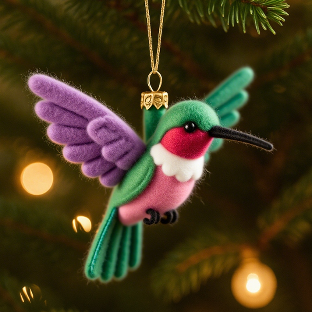 Whimsical Knitted Hummingbird Christmas Ornaments
